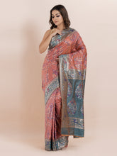 KAVVYA TWO TONE PEACH IKAT SILK SAREE